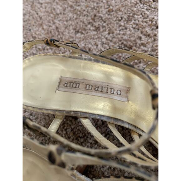 Ann Marino Snakeskin Leather Strappy Open Toe Heeled Sandal Size 7 M Womens - Picture 7 of 8